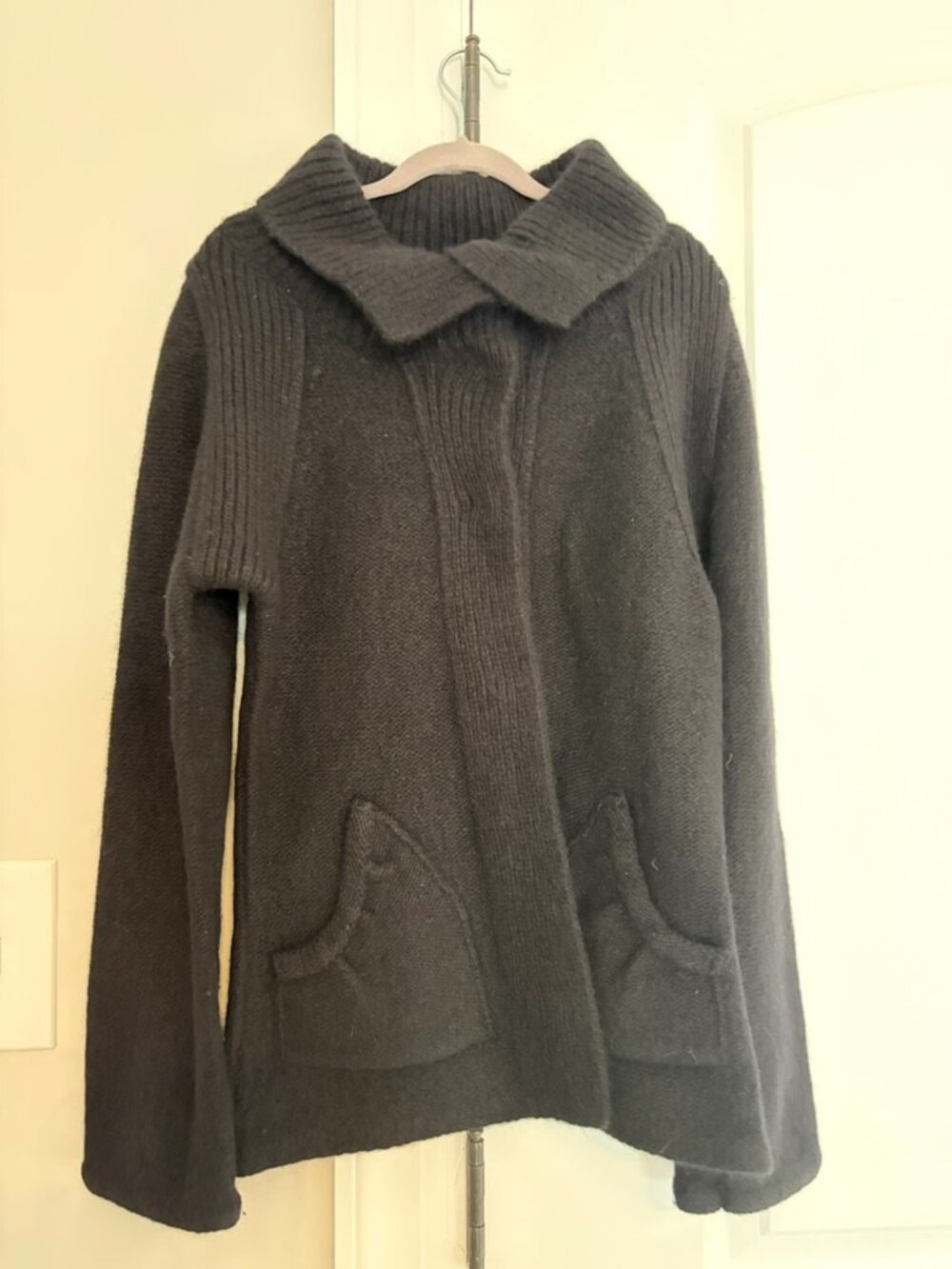 Moth by Anthropologie Wool Angora Blend Sweater Jacket | Size S | Black Knit